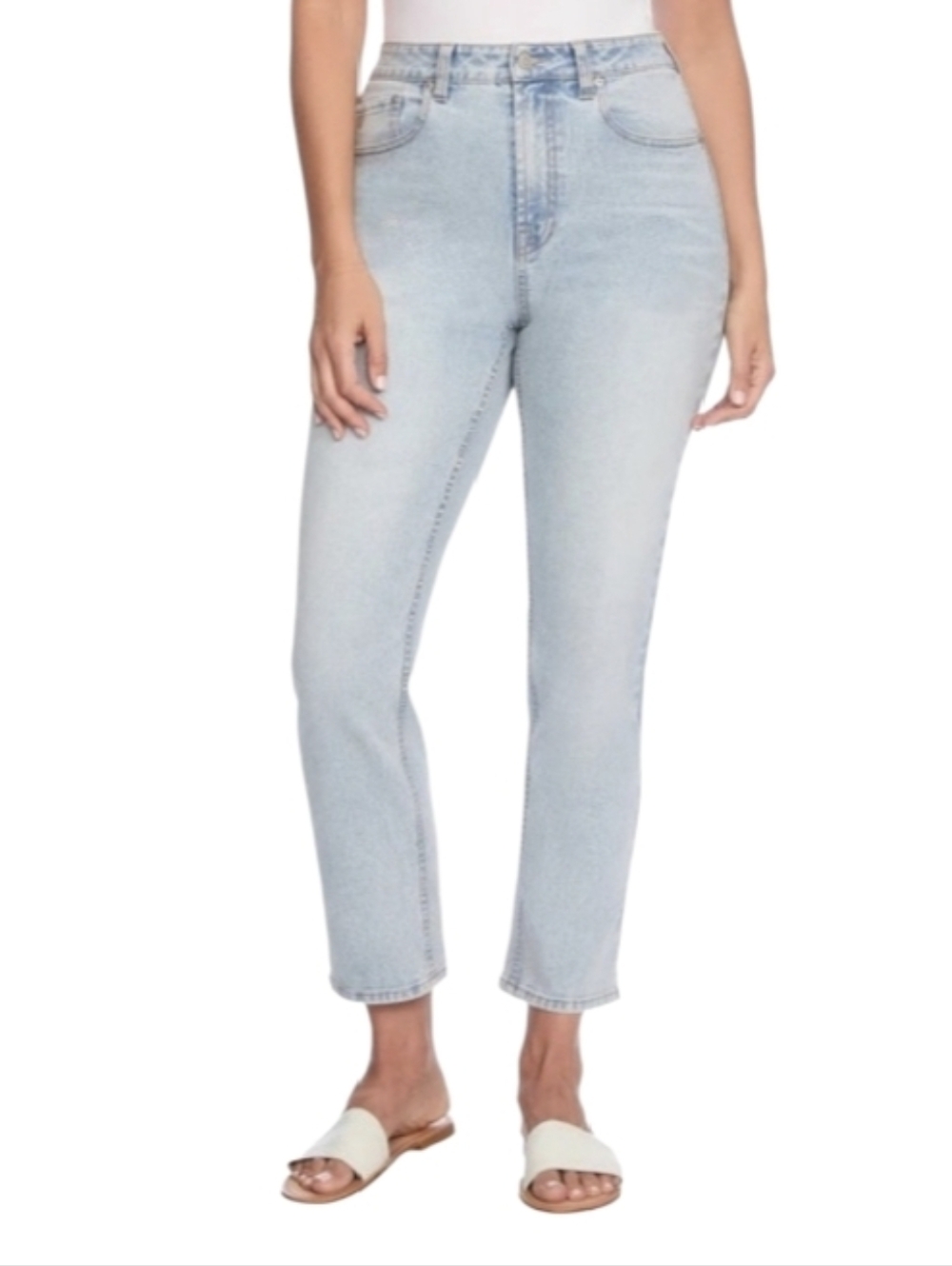 Frye Light Blue High-Rise Straight Jeans - Women Cropped 12 / 31